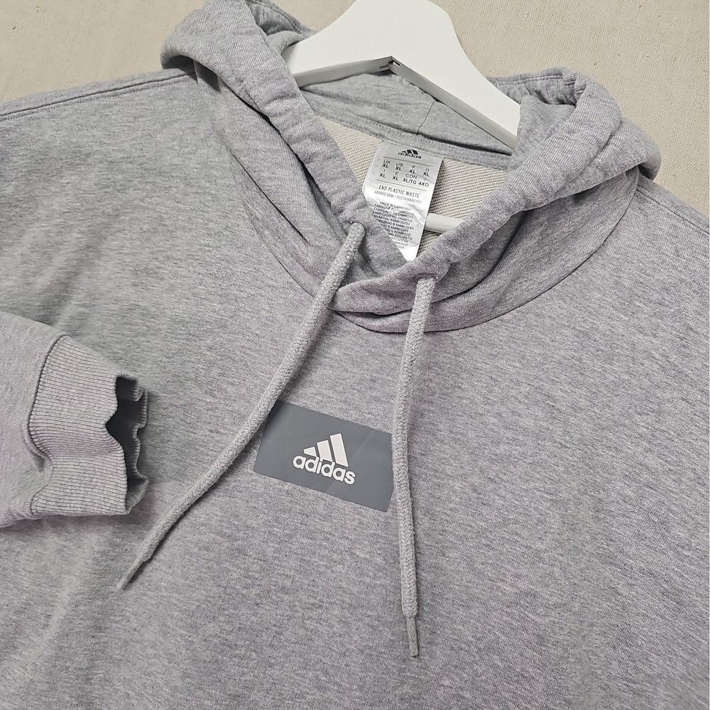 Adidas Essentials French Terry Drop Shoulder Hoodie Men's XL Grey Center Logo